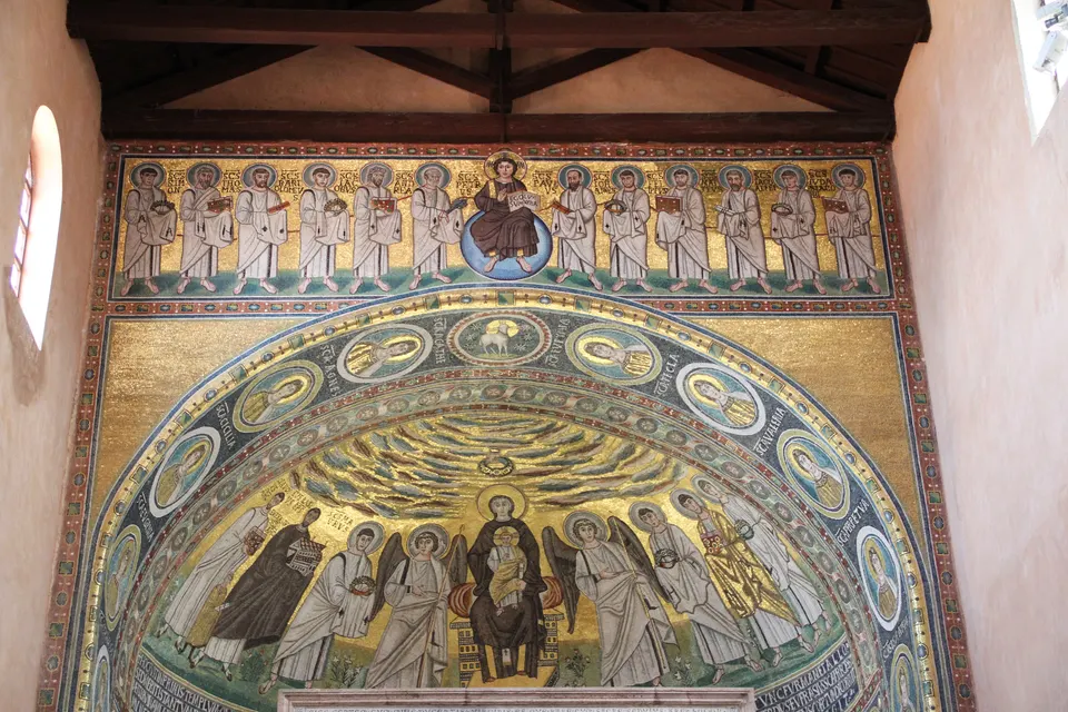 The gold mosaics of the central apse in the Euphrasian Basilica, Poreč.