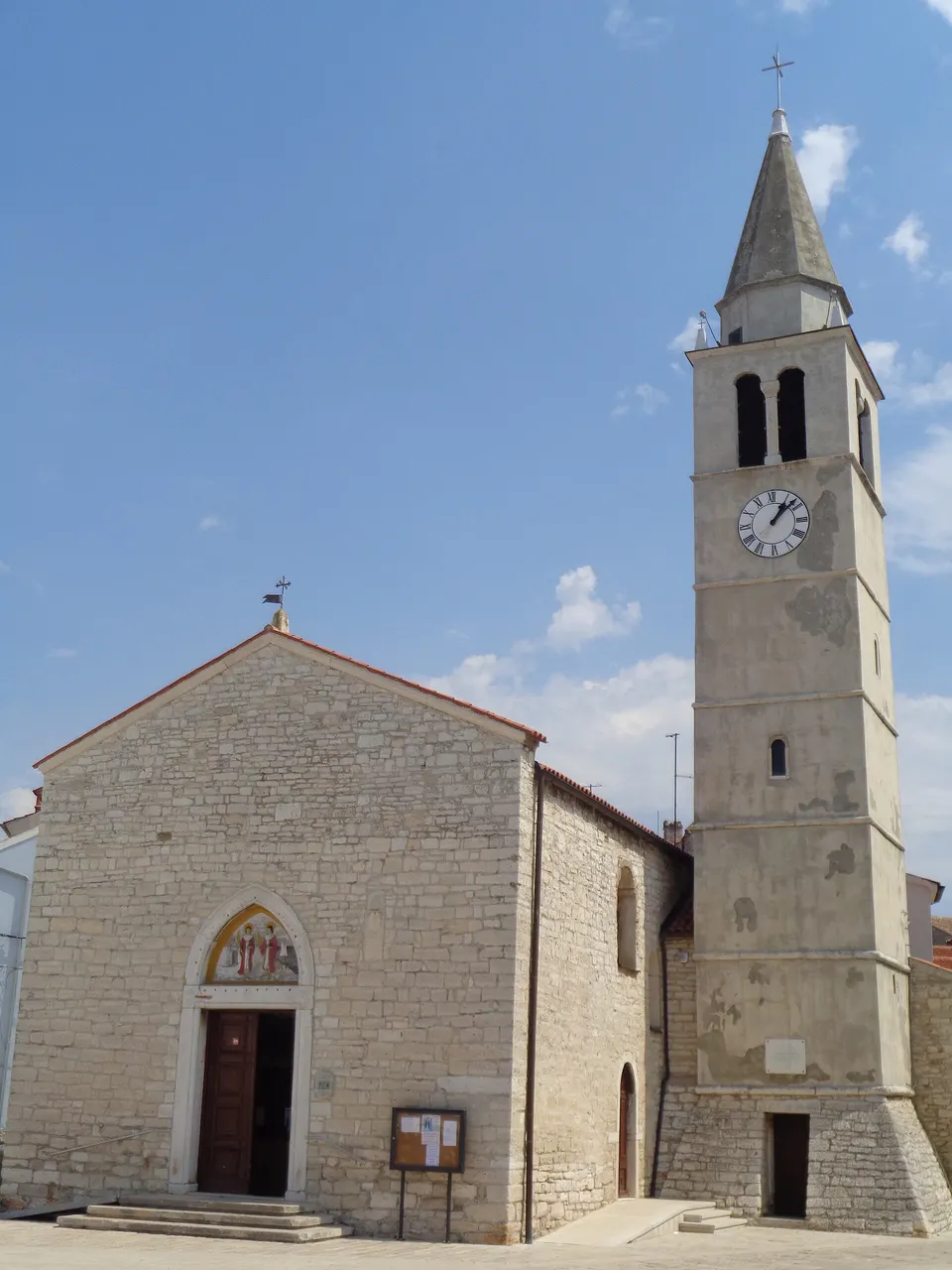 The church of Saints Cosmas and Damian and its bell tower in Fažana.