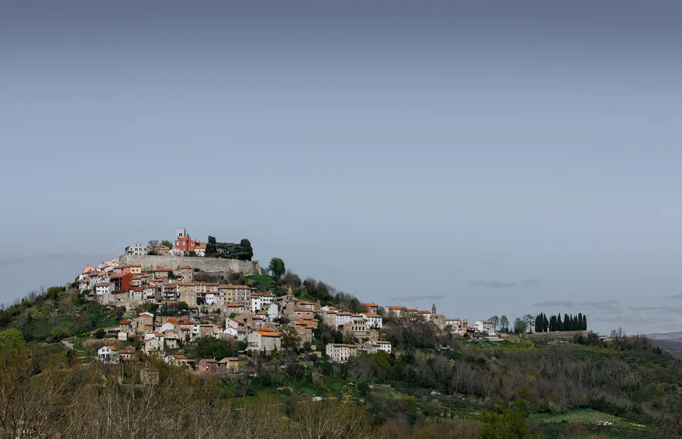Motovun on its hill above the Mirna valley, home to a summer film festival.