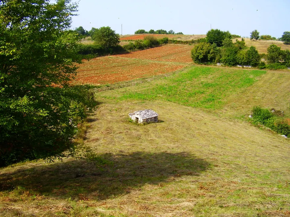 Fields and woodland in inland Istria: not every attractive plot is building land.